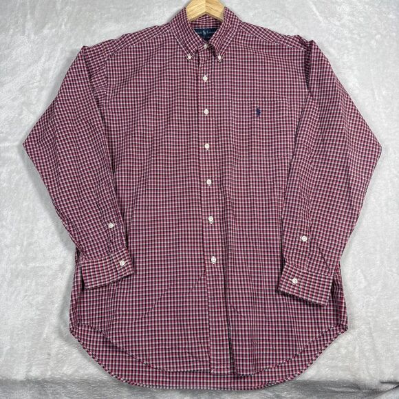 Polo Ralph Lauren Men's Medium Blake Red Checked Long Sleeve Button Down - Picture 2 of 8